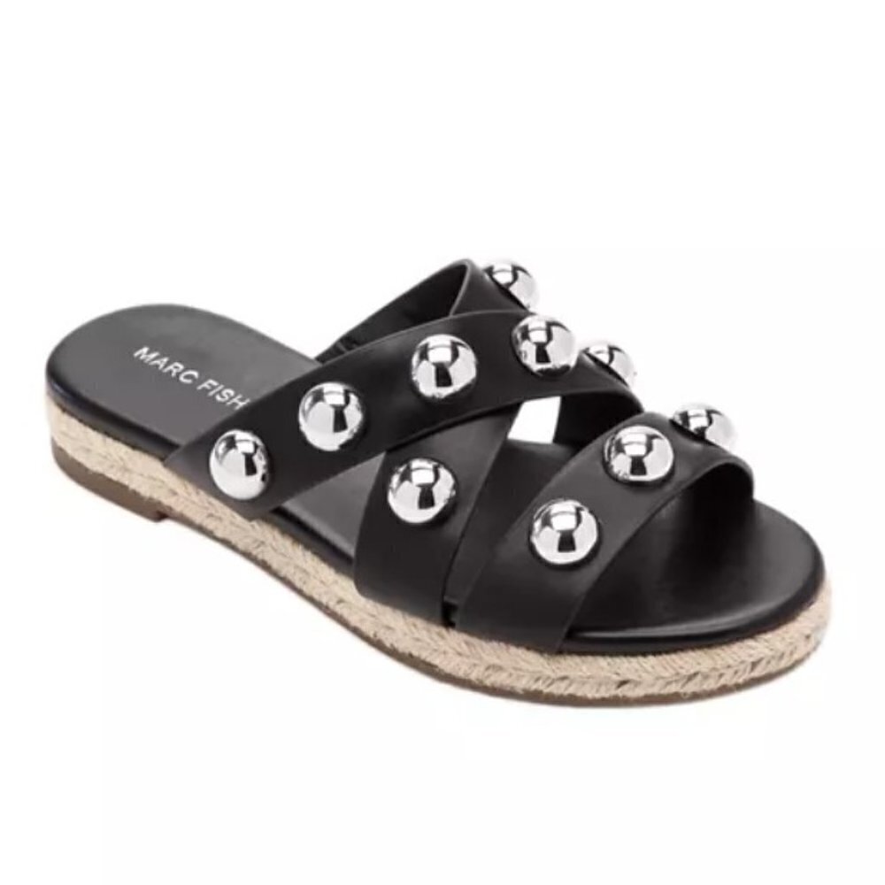 Marc Fisher Prisca Ball Stud Slide Sandals 5.5 NEW